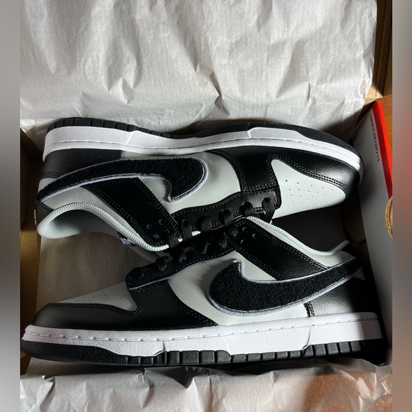 Nike Dunk Low Chenille Swoosh Black Grey Men's - Picture 2 of 4